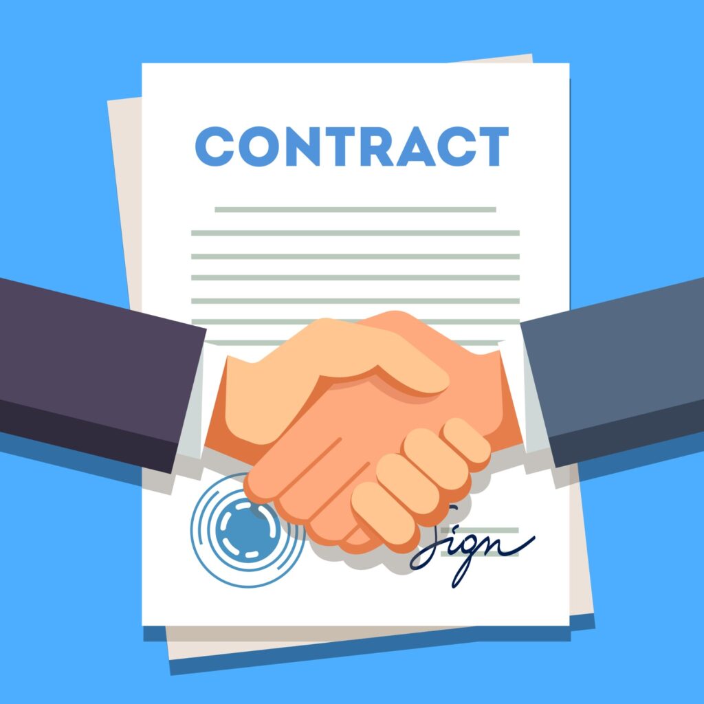 Business man shaking hands over a marketable contract