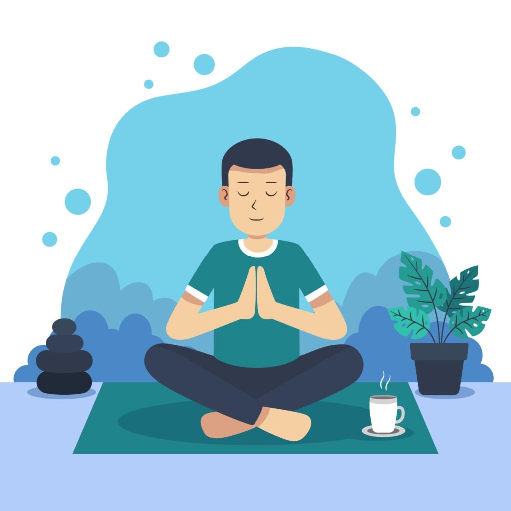 a person is sitting calm 