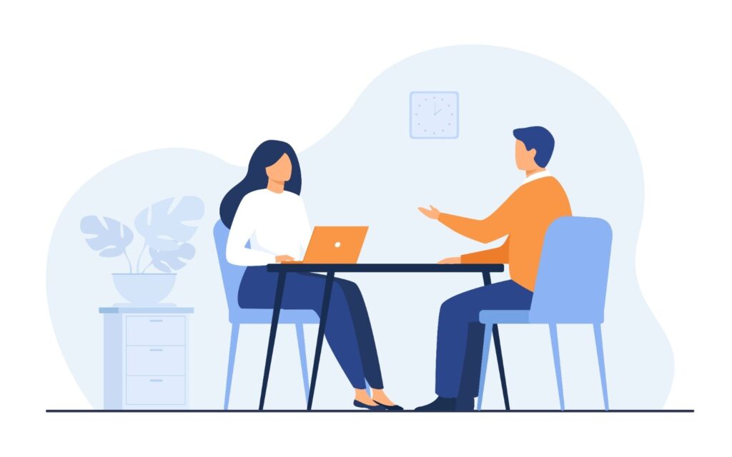 a illustration of a person interviewing