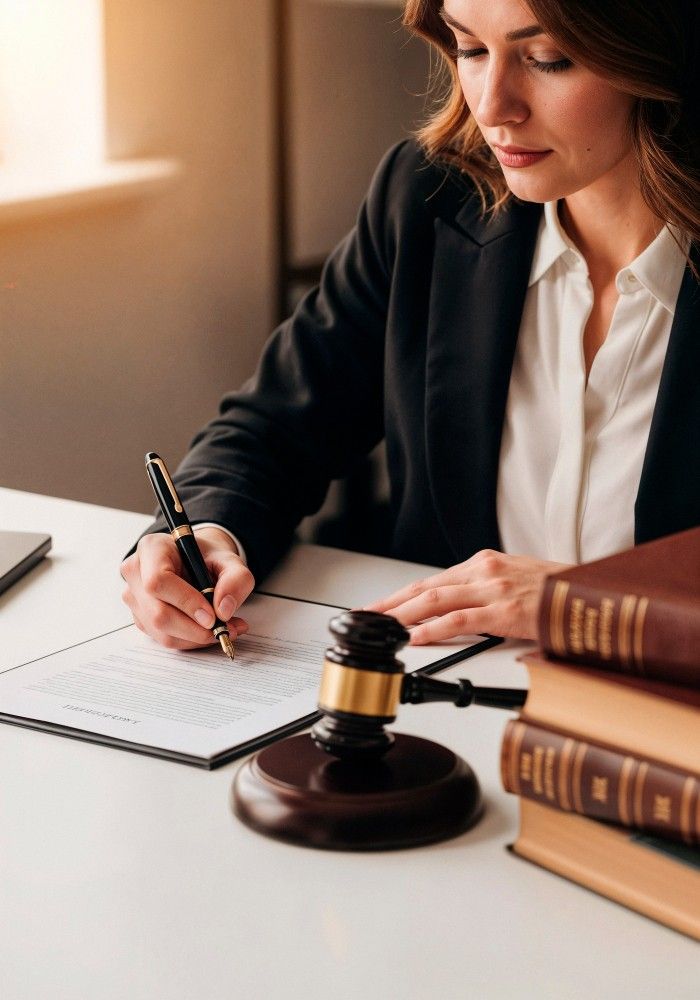 a judge is writing in a paper