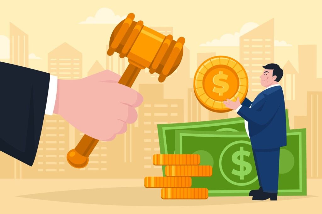 illustration of person paying court fee
