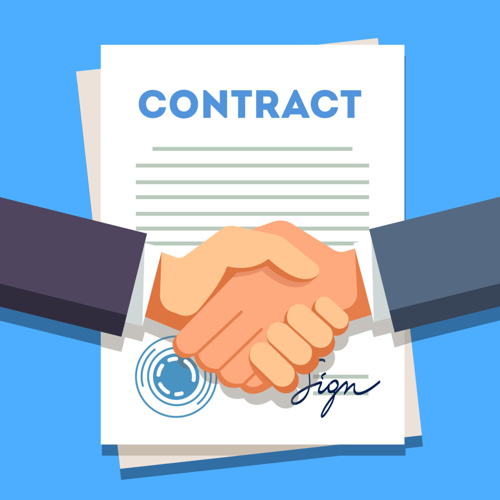 two person shaking hands for contracts